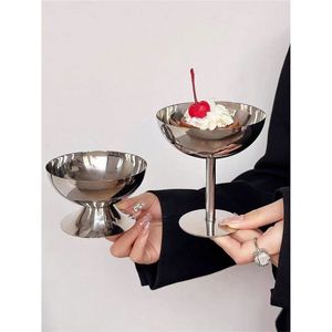 Tazón de Acero Inoxidable de Lujo para Helado, Tazón Nórdico Creativo con Base para Postres, Tazón Metálico para Sundae, Tazón para Ensalada, Utensilios de Cocina para Fiestas y Bares - Product Image 1