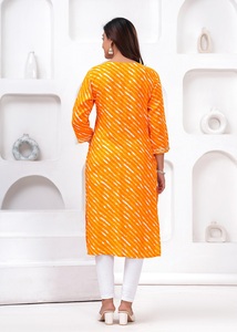 Women Yellow Lahriya Printed <b>Kurti</b> Ethnic Casual Wear <b>Kurti</b> - Product Image 4