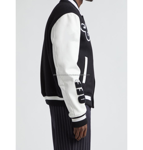 Chaqueta Bomber Personalizada para Hombre de Alta Calidad con Cuello Alto y Patrón de Letras, Largo Regular, Logotipo Personalizado, Venta al Por Mayor - Product Image 4