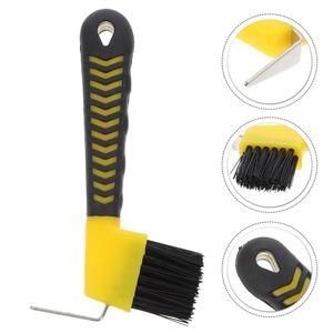 Cure-ongles en acier inoxydable avec brosse à poils en nylon et poignée caoutchoutée pour le toilettage des chevaux, entretien des sabots, usage intensif - Product Image 1