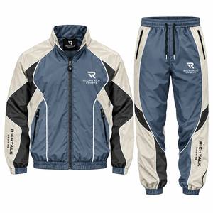 Unisex Printed Lightweight Tracksuit Set Full Zip Stand Collar Color Blocking <b>Joggers</b> with Side Pockets <b>Polyester</b> Autumn Wear - Product Image 6