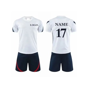 Custom Sublimated 7V7 Soccer Jersey Set Breathable White Navy Red Short Sleeve Men's Moisture Wicking All Seasons <b>Athletic</b> Wear - Product Image 1