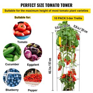 Supporti per Pomodori 30x30x117 cm, Confezione da 10, in Acciaio Rivestito in PVC Argento, Torri di Supporto per Piante Rampicanti e Reti da Giardino - Product Image 3