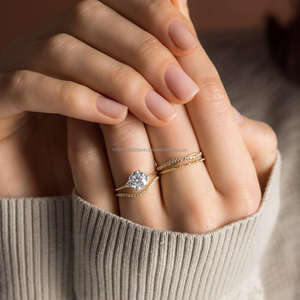 Anillo de Compromiso con Diamante Natural Certificado por GIA, Chapado en Oro de 18K y Rodio, Suministro de Joyería al por Mayor con Certificado IGI - Product Image 4