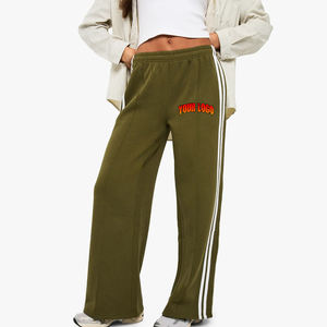 Pantalon de survêtement décontracté pour femme, couleur unie, taille élastique plate, haute qualité, tendance, en dentelle, fabrication OEM/ODM sur mesure, collection hiver, vente chaude - Product Image 1