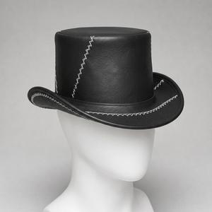 Sombrero de Copa Unisex de Cuero con Costuras Blancas, Casual, 56-58CM - Product Image 3