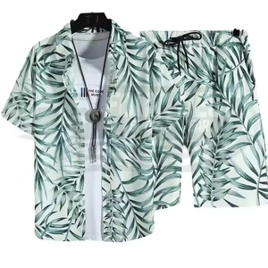 Men's 2 Piece <b>Set</b> Print Casual High Quality Short Sleeve Shirt and Drawstring Shorts Summer Vacation Beachwear OEM - Product Image 4