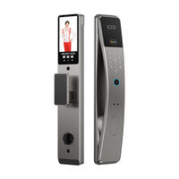 Serrure de porte intelligente avec écran HD 4,5 pouces - Déverrouillage par reconnaissance faciale, empreinte digitale, mot de passe, carte, télécommande, alimentation Type-C, stockage cloud, application Tuya, Wi-Fi, aluminium