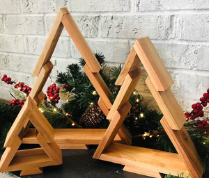 Sapin de Noël en bois avec lumières, directement de l'usine, décoration de Noël moderne de style farmhouse, ornements de Noël, cadeaux - Product Image 5