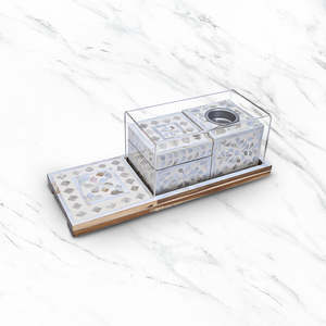 Brûleur à Bakhoor en bois avec incrustation MOP de qualité supérieure et dôme en acrylique transparent, ensemble de porte-encens arabe de luxe pour Oud, festivals - Product Image 1