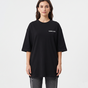 Camiseta de verano para mujer, oversize, con hombros caídos, informal, negra, de media manga, ropa deportiva, ropa de moda para mujer - Product Image 1
