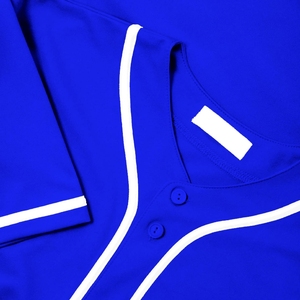 Maillot de baseball en maille à manches courtes et col en V pour homme, personnalisable, noir et blanc, en polyester respirant - Product Image 2