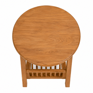 Round <b>Wooden</b> Side <b>Table</b> with Magazine Rack Shelf <b>Rustic</b> Modern Design Stable Home Furniture - Product Image 3