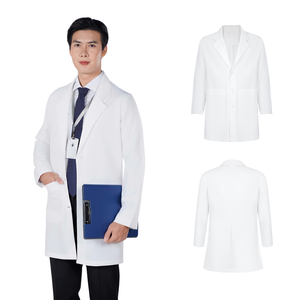Blouses médicales personnalisées pour médecins, infirmières et personnel médical, en tissu tissé blanc avec élasthanne/coton, fabrication OEM pour hôpitaux - Product Image 1