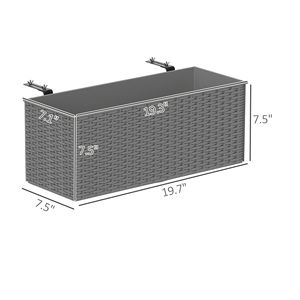 2 packs de pots de fleurs à rampe auto-arrosante de 20 pouces, aspect rotin, boîte à fleurs suspendue grise pour clôture, produit de jardin, plateaux de pot - Product Image 3