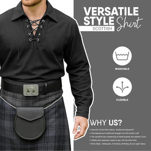 Chemise traditionnelle écossaise Jacobite Ghillie pour homme, personnalisée OEM ODM, à manches longues, à lacets, faite à la main - Product Image 5