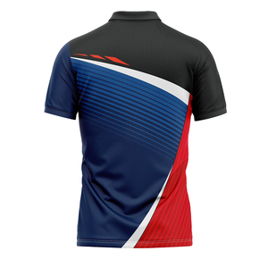 เสื้อโปโลแขนสั้นสีน้ำเงินกรมท่าสำหรับผู้ชาย ทรงปกติ สวมใส่สบาย สีพื้น ผ้าทอ - Product Image 5
