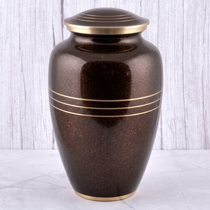 Urna funeraria horizontal de latón con rayas azules y doradas para cenizas humanas, urna conmemorativa para entierro, superficie pulida. - Product Image 3