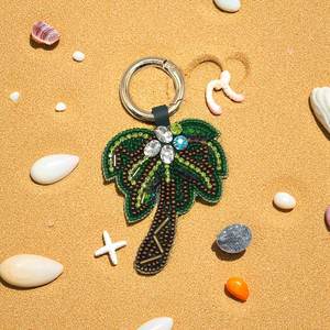 Customized Shape Beaded Hand Embroidered Eco-Friendly Fruit Pattern Keychain Gold Sequins Durable Classic Inlay Design <b>Bag</b> <b>Charm</b> - Product Image 2