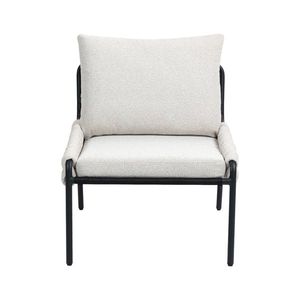 Poltrona Moderna con Rivestimento Intrecciato e Struttura in Metallo, Comoda Sedia con Braccioli per Soggiorno e Camera da Letto, Cuscino Morbido - Product Image 4