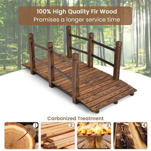Ponte da Giardino in Legno di Abete 100% Naturale, 1,5 Metri, Facile da Montare per Cortile/Strada Ghiaiata/Fattoria - Product Image 6