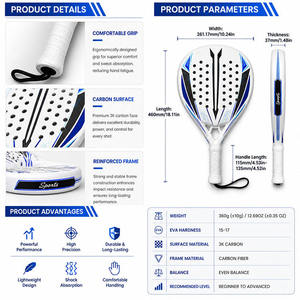 Raquette de padel professionnelle 3K 12K 18K en fibre de carbone, forme diamant, surface rugueuse, noyau EVA, fabricant OEM ODM personnalisé, équipement sportif - Product Image 2