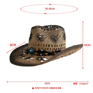 Black Glitter Wool Cowboy <b>Hat</b> with Sequin <b>Band</b> Unisex Adult Casual Outdoor Four Seasons Wear - Product Image 4