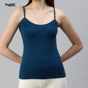 2025 Women's Sexy Sleeveless Custom Strap Gym Fitness Crop Tops Solid Knitted Weaving Method Seamless Camisoles 100% <b>Bamboo</b> - Product Image 1