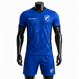 Conjunto de Uniforme de Fútbol para Hombre BIN FATEH, Negro, Rojo y Amarillo, Impresión por Sublimación, Poliéster Transpirable, Talla Adulto, Precio al por Mayor - Product Image 1