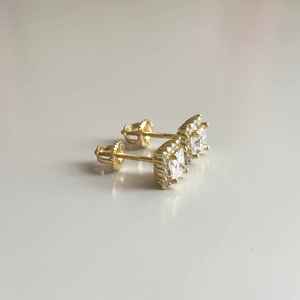 Pendientes de Diamante Cultivado en Laboratorio con Corte Princesa de 1.01CT, Oro Sólido de 14K, Joyería Delicada para Boda, Regalo para Enamorados, Estilo Moissanita - Product Image 3