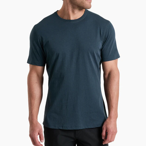 Camiseta Clásica de Verano para Hombre, Cuello Redondo, Manga Corta, Dobladillo Curvo, 100% Algodón, Transpirable, Logotipo Frontal Grande, para Entrenamiento en el Gimnasio - Product Image 1