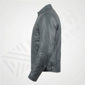 Veste en cuir de vache véritable pour homme, style Cafe Racer, coupe ajustée, hiver, fabricant et fournisseur OEM ODM en gros - Product Image 3