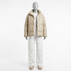 Manteau matelassé pour femme, personnalisé, épais, chaud, vêtement d'extérieur d'hiver, style minimaliste, couleur unie, manches longues - Product Image 1