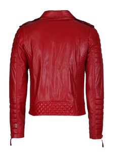 <b>Mens</b> Stylish Lambskin Motorcycle Red <b>Leather</b> <b>Jacket</b> - Product Image 2