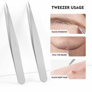 Pinzas de acero inoxidable puntiagudas para mujer, pinzas de precisión para vello facial, cejas, barba y vello encarnado. - Product Image 4