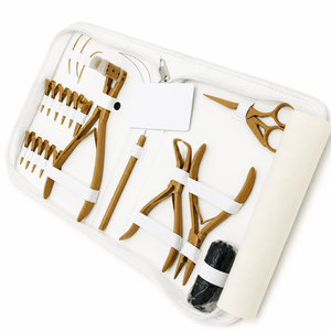 Kit d'outils pour extensions de cheveux en acier doux AB Premium Gold avec pinces, aiguille à crochet et accessoires (style noir) - Product Image 1