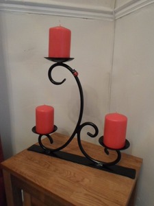 Black Iron Candle <b>Holder</b> Stand 6 Tealight <b>Glass</b> Cups Spiral Curved Metal Candelabra Home Decor - Product Image 4