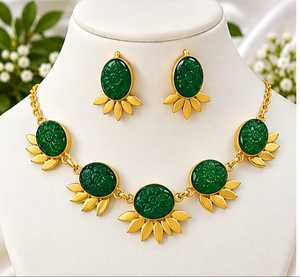 Conjunto de Joyería de Latón Chapado en Oro Rosa de Moda con Collar y Pendientes Florales para Regalo de Boda - Product Image 3