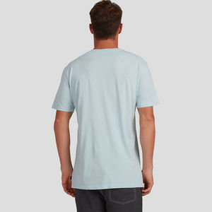 T-shirt décontracté d'été pour homme en coton bleu clair uni à col rond et manches courtes, personnalisable avec logo OEM ODM, vente en gros de vêtements - Product Image 4
