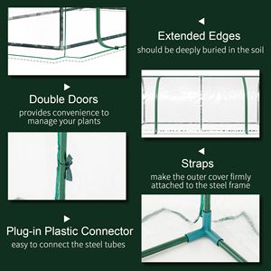Serra Portatile 7FT X 3FT X 2.5FT con Copertura in PVC per Giardino Esterno, 4 Porte con Cerniera e Vetro Temperato - Product Image 4