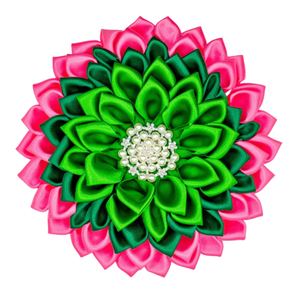 Broche de Flor de Seda Rosa y Verde con Centro de Perlas y Diamantes de Imitación, Elegante Pin de Solapa, Accesorio de Moda para Mujer - Product Image 6