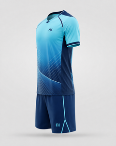 Fly Humble Men's Soccer Jersey Set V-Neck Short Sleeve Gradient Blue Moisture Wicking <b>Athletic</b> Wear All Seasons wholesale - Product Image 3