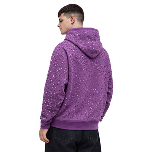 Sweat à capuche zippé pour homme en molleton épais, coupe oversize et carrée, avec strass de luxe thermocollés, style streetwear Y2K, OEM - Product Image 3