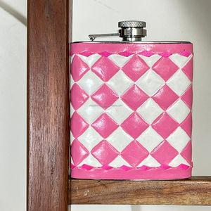 กระเป๋าเก็บความเย็นใส่ขวดเหล้าแบบพกพา หนังวัวแท้ลายตาราง  วัสดุสแตนเลส  สินค้าขายดี สไตล์วินเทจ - Product Image 4