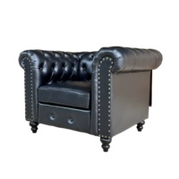 Fauteuil Chester en cuir PU rembourré, fauteuil individuel avec clous décoratifs