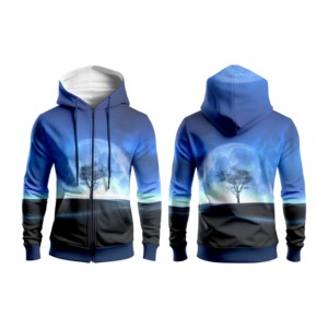Sudadera con Capucha Unisex, Sublimada, Color Rosa y Azul Degradado, Informal, para Invierno, de Forro Polar, Impermeable, Talla Grande - Product Image 6