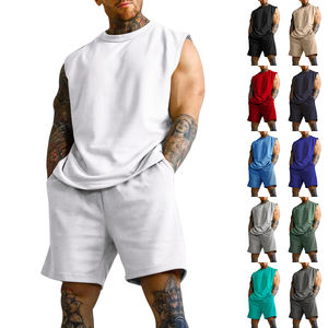Conjuntos de camisas para hombre, estilo deportivo informal para exteriores, conjuntos de pantalones cortos holgados y cómodos de verano sin mangas a la moda - Product Image 1