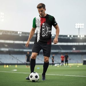Camiseta de Fútbol de México de Manga Corta de Secado Rápido Personalizable de Poliéster con Diseño de Bandera y Gráfico de Jugador - Product Image 3