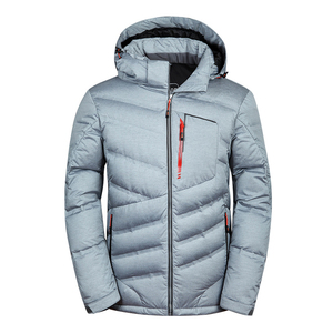 Men's Blue Hooded Winter Puffer <b>Jacket</b> With Zipper Closure Windproof Casual <b>Thick</b> Polyester Filling Regular Fit - Product Image 6