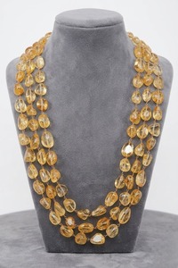 Women's Amber Beaded <b>Necklace</b> Classic Strand Wedding Jewelry Multi Layered Golden Tone <b>Necklaces</b> - Product Image 4